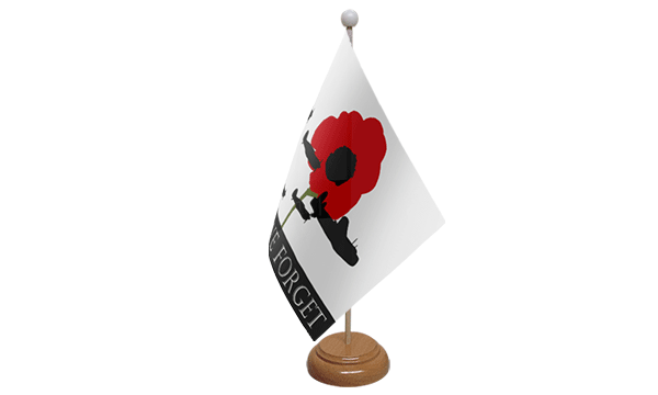 Lest We Forget (RAF) Small Flag with Wooden Stand